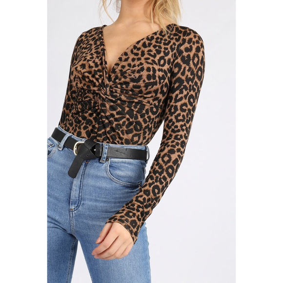 A Mermaid’s Epiphany Other - 🆕Gia Front Knot Leopard Print Bodysuit